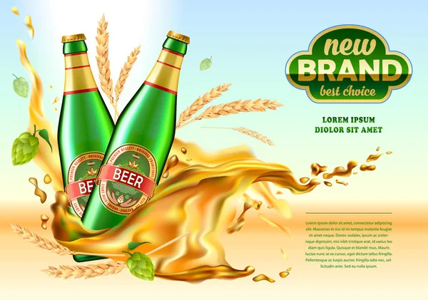 Bira fabrikası ürünleri için reklam şablonu. Kapalı ya da açık hava Pos materyalleri için basılabilir tasarım düzeni.