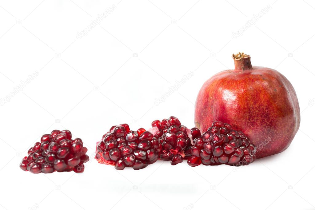 Red Garnet fruit on white. Isolated object for design layouts