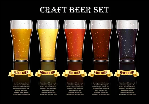 Pub Menu Design Disposition Avec Tri Bière Artisanale Sur Fond — Image vectorielle