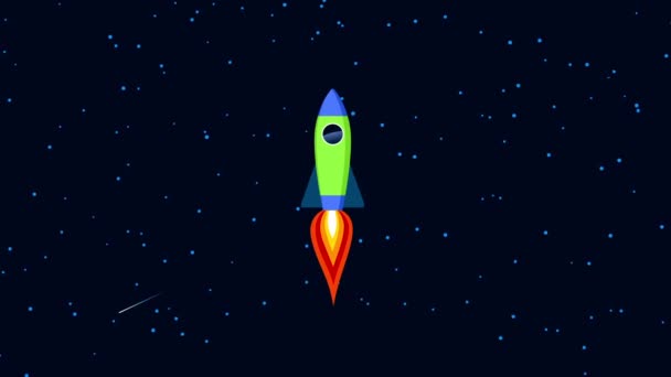 Cohete Está Volando Través Del Espacio — Vídeo de stock