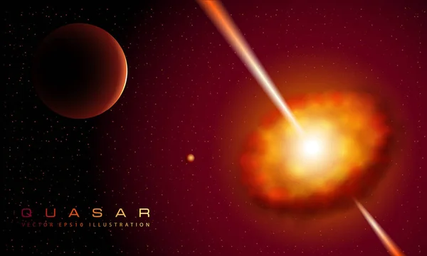 Quasar Los Planetas Alrededor Luz Universal Astronomía Imagen Escritorio — Archivo Imágenes Vectoriales