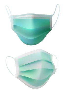 Beyaz cerrahi maskeler. Tasarım düzeni için tıbbi malzemeler.