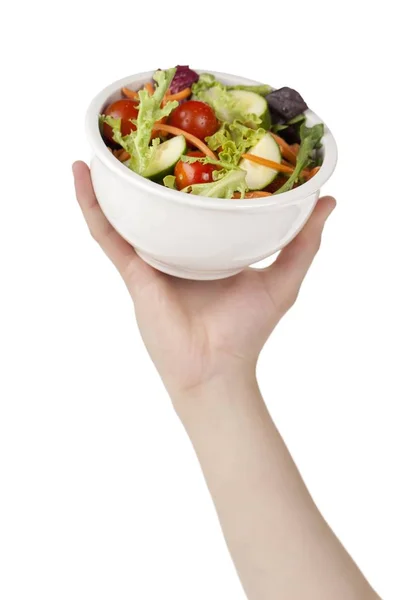 insan el salata bir kase tutarak