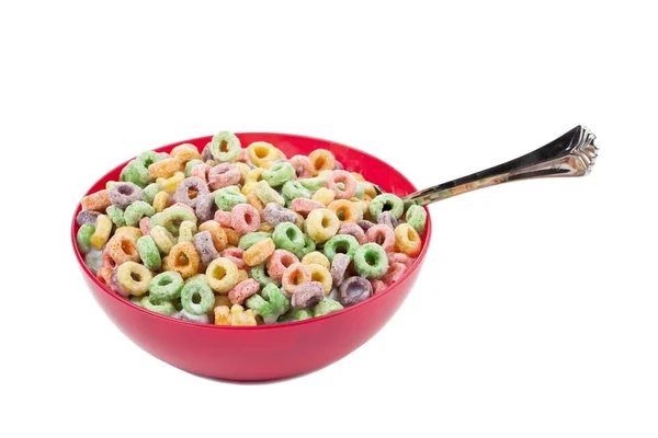 Tazón de cereal colorido con cuchara Imágenes De Stock Sin Royalties Gratis