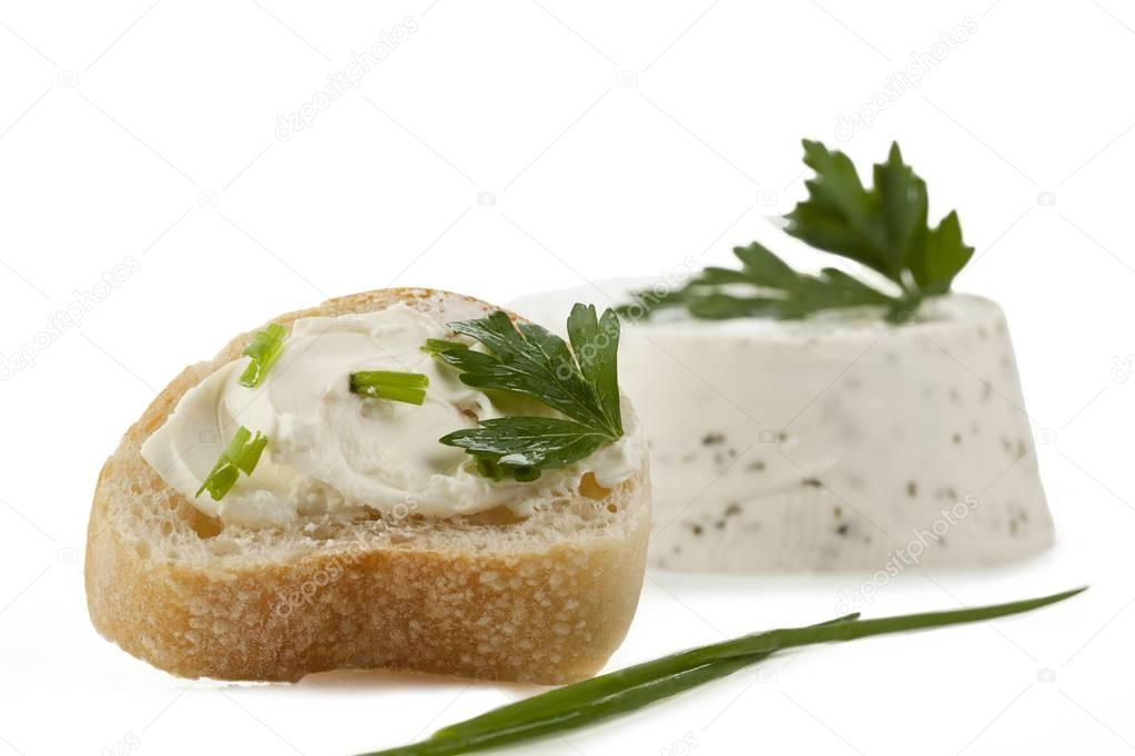 baguette bread with herb butter