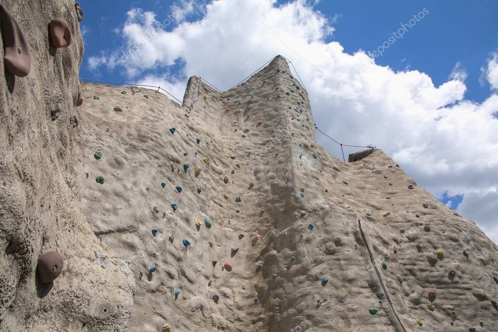 Outdoor artificial climbing wall — Stock Photo © milval 156442880