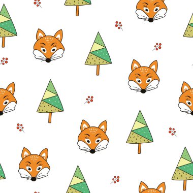 Dikişsiz Noel desen. Yeni yıl vektör arka plan. Tebrik kartları, afiş, duvarkağıdı, kraft kağıt, tekstil için güzel resimler. Çocuk doku tatil, parti için dekorasyon için.