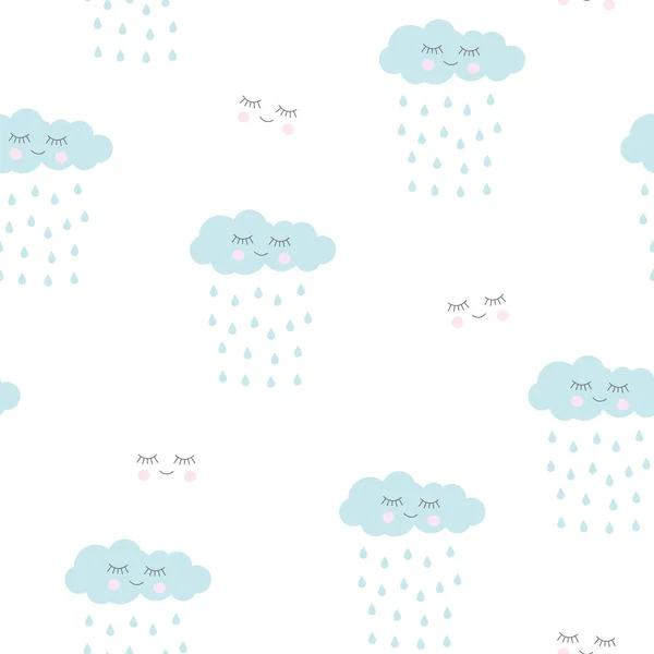 Fondo sin fisuras de las nubes. Precioso patrón para niños para la decoración. Ilustración vectorial para imprimir textiles, papel, papeles pintados, postales, productos impresos . — Vector de stock