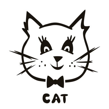 Boyalı şirin vektör kedi. Dizayn postkartlar, için yaratıcı arka plan kapakları, tekstil, kağıt, çıkartmalar. Yazdırma için çocuk resimler.