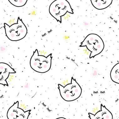 Komik, şirin kediler ile sorunsuz doku. P için Festival arka plan