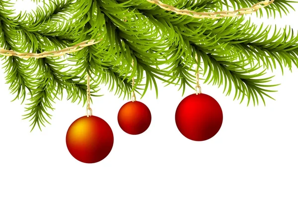Boule sapin de Noël guirlande dorée — Image vectorielle