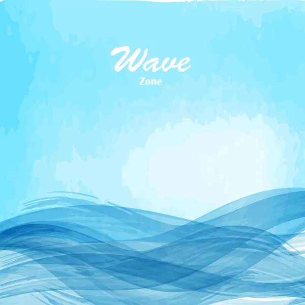 Acuarela azul osan ola de mar — Vector de stock