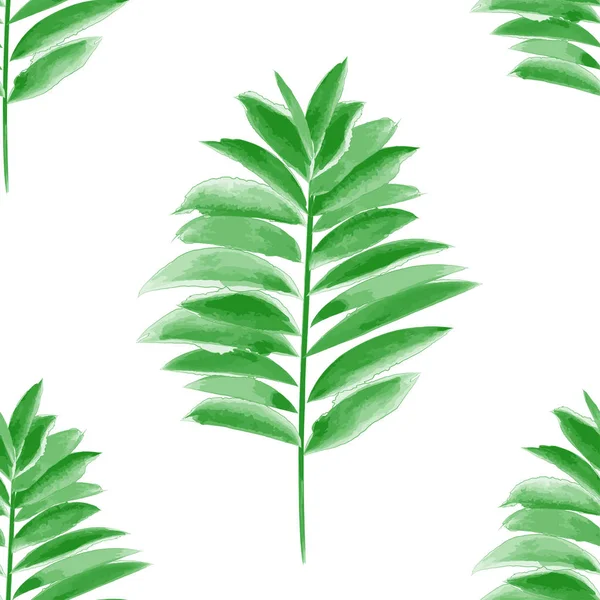 Acuarela hoja de palma vector verde — Vector de stock