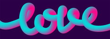 Yatay neon valentones gün aşk afiş