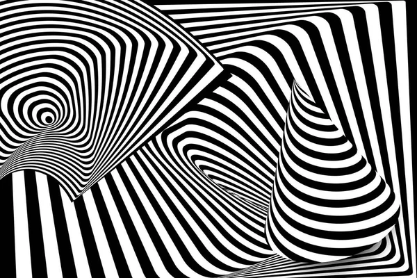 Černá bílá 3d line zkreslení kužel iluze — Stockový vektor