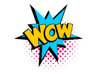 Wow konuşma balonu pop sanat komedi metni