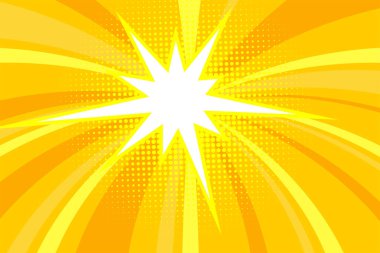 Çizgi roman sarı güneş ışığı arka plan retro pop sanat tarzı çizgi film