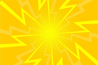 Çizgi roman sarı güneş ışığı arka plan retro pop sanat tarzı çizgi film