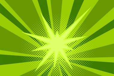 Çizgi roman yeşil güneş ışığı arka plan retro pop sanat tarzı çizgi film