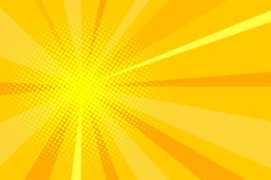 Çizgi roman sarı güneş ışığı arka plan retro pop sanat tarzı çizgi film