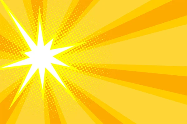 Fond de rayon de soleil jaune bande dessinée style pop art rétro — Image vectorielle