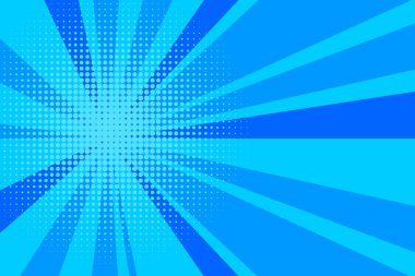 Komik mavi güneş ışığı arka plan retro pop sanat tarzı çizgi film