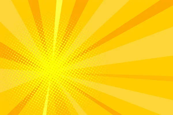 Fond de rayon de soleil jaune bande dessinée style pop art rétro — Image vectorielle