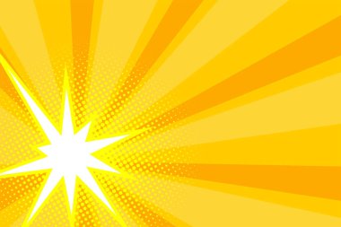 Çizgi roman sarı güneş ışığı arka plan retro pop sanat tarzı çizgi film