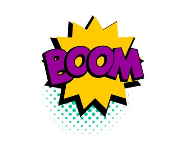 Boom konuşma balonu pop sanat komedi metni