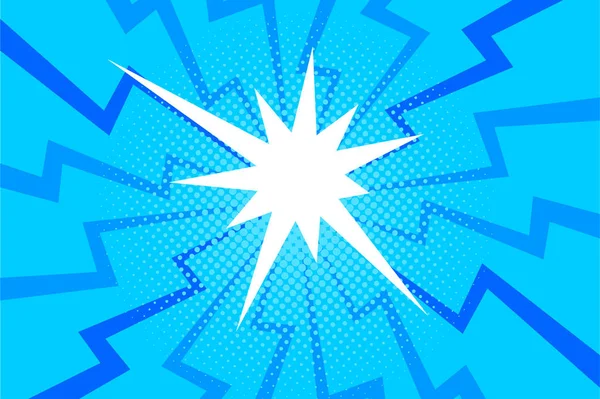 Comic blauer Sonnenstrahl Hintergrund Retro Pop Art Stil Cartoon — Stockvektor