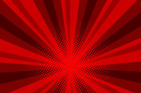 Comic vermelho sunbeam fundo retro pop arte estilo cartoon — Vetor de Stock