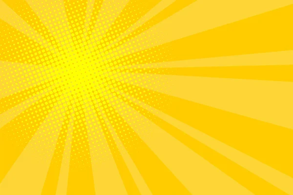 Comic yellow sunbeam background retro pop art style cartoon — Stock Vector