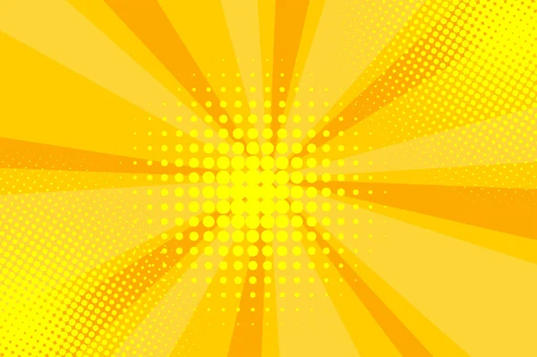 Comic amarillo sunbeam fondo retro pop art estilo de dibujos animados — Vector de stock