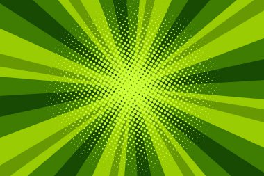 Çizgi roman yeşil güneş ışığı arka plan retro pop sanat tarzı çizgi film