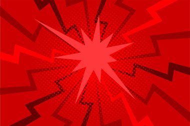 Komik kırmızı güneş ışığı arka planı Retro pop sanat tarzı çizgi film