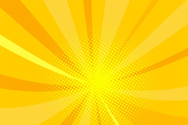 Fond de rayon de soleil jaune bande dessinée style pop art rétro — Image vectorielle