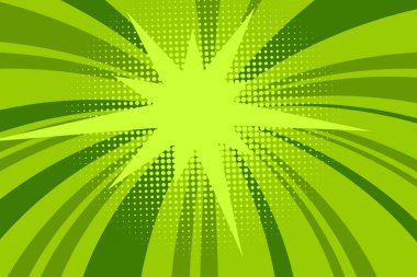 Çizgi roman yeşil güneş ışığı arka plan retro pop sanat tarzı çizgi film