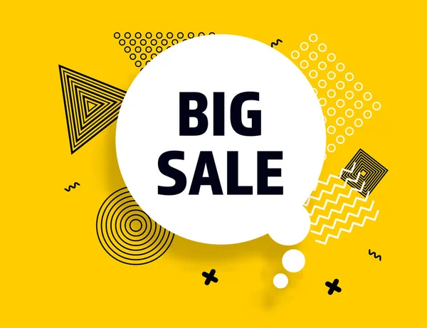 Big Sale Sprechblase Banner Pop Art Memphis Stil — Stockvektor