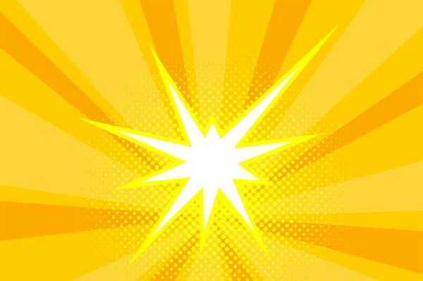 Comic gelb Sonnenstrahl Hintergrund Retro Pop Art Stil Cartoon — Stockvektor