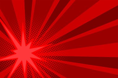 Komik kırmızı güneş ışığı arka planı Retro pop sanat tarzı çizgi film