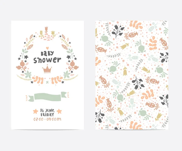 Baby shower vector card template — Stockvector