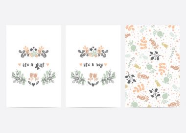 Bebek duş vektör kartı şablonu