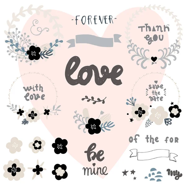 Love wedding elements set — Stock Vector