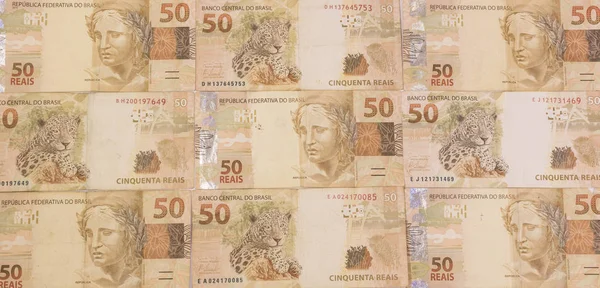ブラジルのお金の背景 手形が本物と呼ばれます ブラジルの経済 — ストック写真
