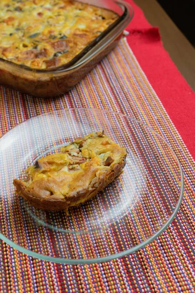 Pie with Cheese and Black Olive, famous holiday pie in Brazil — Stock Photo, Image