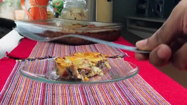 Torta Com Queijo Azeitona Negra Famosa Torta Férias Brasil — Vídeo de Stock