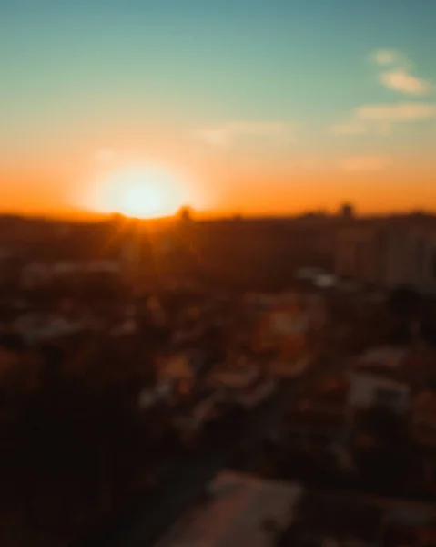 Pôr Sol Bokeh Borrão Cidade Fundo — Fotografia de Stock