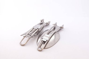 Pocket spoon ve fork on white