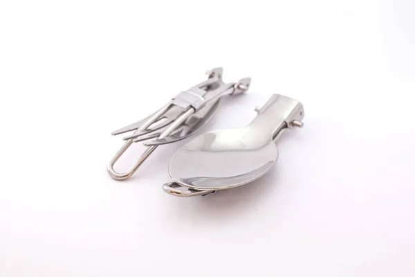 Pocket spoon ve fork on white