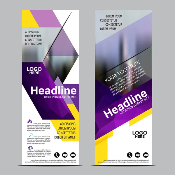 Modelo de layout roxo Roll up. bandeira flyer banner design de pano de fundo. fundo ilustração vetorial — Vetor de Stock